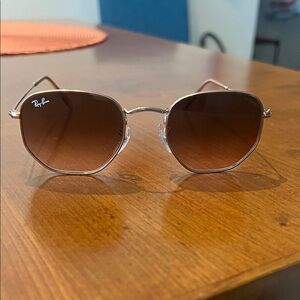 Ray-Ban Hexagonal Sunglasses with Dark Brown Lenses